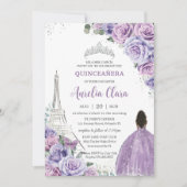 キンセアニラパープルフローラパリエッフェルブラウンガール 招待状 (正面)