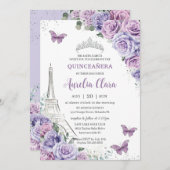 キンセアニラパープルフローラパリエッフェル蝶 招待状 (正面/裏面)