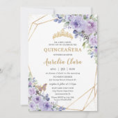 キンセアニラパープルフローラプリンセスクラウンバタフライ 招待状 (正面)