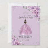 キンセアニラパープルフローラプリンセスシルバー誕生日 招待状 (裏面)