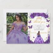 キンセアニラパープルフローラプリンセス蝶 サンキューカード (正面)