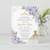 キンセアニラパープルフローラプリンセス金ゴールドガウンティアラ 招待状 (スタンド正面)