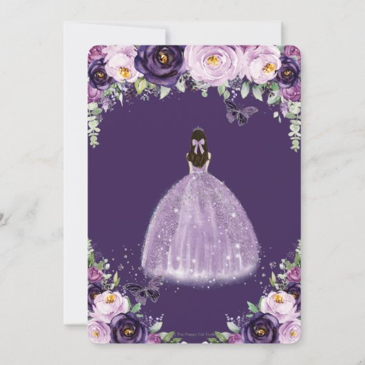 キンセアニラパープルフローラ蝶シルバーティアラ 招待状 (裏面)