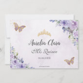 キンセアニラパープルフローラ蝶16誕生日 サンキューカード (裏面)