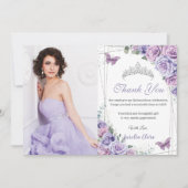 キンセアニラパープルフローラ蝶16誕生日 サンキューカード (正面)