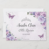 キンセアニラパープルフローラ蝶16誕生日 サンキューカード (裏面)