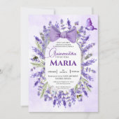 キンセアニラパープルラベンダースペインのフローラ 招待状 (正面)