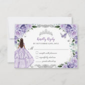 キンセアニラパープルラベンダーフローラプリンセスドレス 出欠カード (正面)