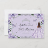 キンセアニラパープルラベンダーフローラプリンセスドレス 出欠カード (裏面)