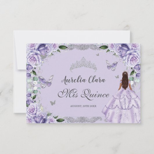 キンセアニラパープルラベンダーフローラプリンセスドレス 出欠カード (裏面)