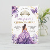 キンセアニラパープル薄紫ティアラフローラ蝶 招待状 (スタンド正面)