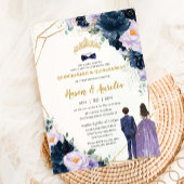 キンセアニラパープル薄紫ネイビーブルーフローラツインズ 招待状