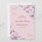 キンセアニラパープル薄紫ピンクフローラバラ金ゴールド 招待状 (裏面)