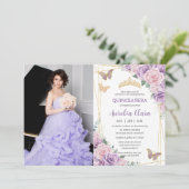 キンセアニラパープル薄紫ピンクフローラ蝶 招待状 (スタンド正面)