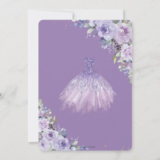 キンセアニラパープル薄紫フローラティアラプリンセス 招待状 (裏面)