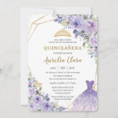 キンセアニラパープル薄紫フローラティアラプリンセス 招待状 (正面)