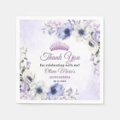 キンセアニラパープル薄紫フローラティアラ蝶 スタンダードカクテルナプキン (正面)