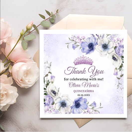 キンセアニラパープル薄紫フローラティアラ蝶 スタンダードカクテルナプキン