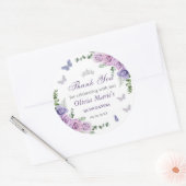 キンセアニラパープル薄紫フローラティアラ蝶 ラウンドシール (封筒)