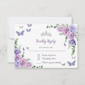 キンセアニラパープル薄紫フローラティアラ蝶 出欠カード (正面)