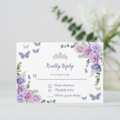キンセアニラパープル薄紫フローラティアラ蝶 出欠カード (スタンド正面)