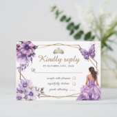 キンセアニラパープル薄紫フローラバタフライRsvp 出欠カード (スタンド正面)