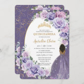 キンセアニラパープル薄紫フローラブラウンプリンセス 招待状 (正面/裏面)