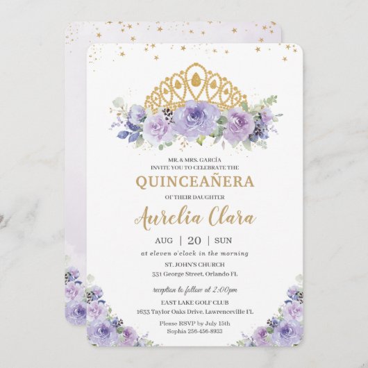 キンセアニラパープル薄紫フローラプリンセスティアラ 招待状