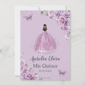 キンセアニラパープル薄紫フローラプリンセス誕生日 招待状 (裏面)