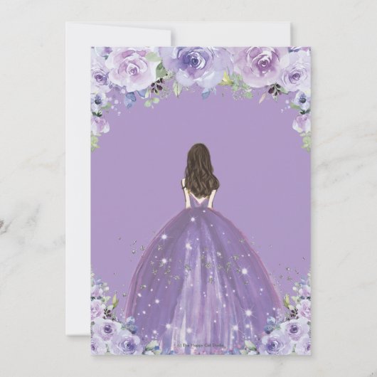 キンセアニラパープル薄紫フローラプリンセス誕生日 招待状 (裏面)