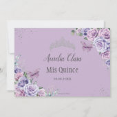 キンセアニラパープル薄紫フローラ蝶シルバー 招待状 (裏面)