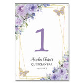 キンセアニラパープル薄紫フローラ金ゴールド蝶 テーブルナンバー (裏面)