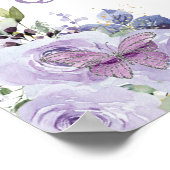 キンセアニラパープル薄紫フローラ金ゴールド蝶 ポスター (角)