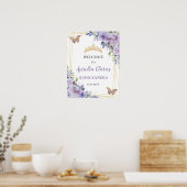 キンセアニラパープル薄紫フローラ金ゴールド蝶 ポスター (キッチン)