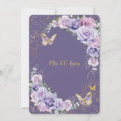 キンセアニラパープル薄紫フローラ金ゴールド蝶 招待状 (裏面)