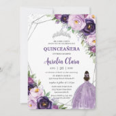 キンセアニラパープル薄紫プラムフローラシルバードレス 招待状 (正面)