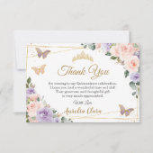 キンセアニラパープル薄紫赤面フローラ蝶 サンキューカード (正面)