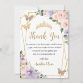 キンセアニラパープル薄紫赤面フローラ蝶 サンキューカード (正面)