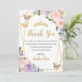 キンセアニラパープル薄紫赤面フローラ蝶 サンキューカード (スタンド正面)