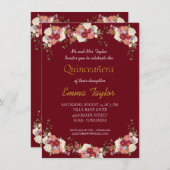 キンセアニラピオニーフローラブルゴーニュ誕生日 招待状 (正面/裏面)