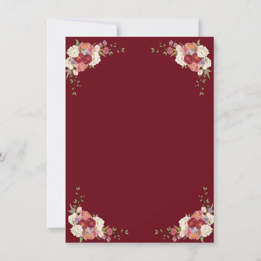 キンセアニラピオニーフローラブルゴーニュ誕生日 招待状 (裏面)