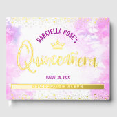 キンセアニラピンクウォーターカラークラウン実在ゴールドフォイル ゲストブック (正面)