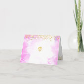 キンセアニラピンクウォーターカラー金ゴールドグリッター エレガント サンキューカード (裏面)