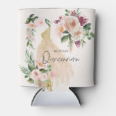 キンセアニラピンクガーリーフローラドレス誕生日 缶クーラー (正面)