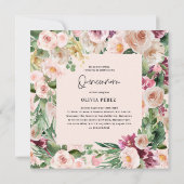 キンセアニラピンクガーリーフローラフォトパエレガントパス 招待状 (裏面)