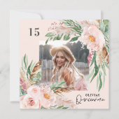 キンセアニラピンクガーリーフローラフォトパエレガントパス 招待状 (正面)