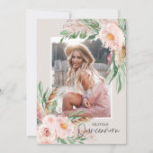 キンセアニラピンクガーリーフローラ誕生日 招待状 (正面)