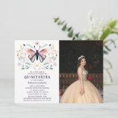 キンセアニラピンクパープルバタフライフォトフローラ 招待状 (スタンド正面)