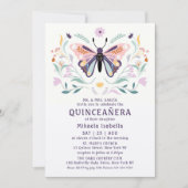 キンセアニラピンクパープルバタフライフォトフローラ 招待状 (正面)