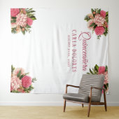 キンセアニラピンクフローラフォトブース背景 タペストリー (インサイチュ(横))